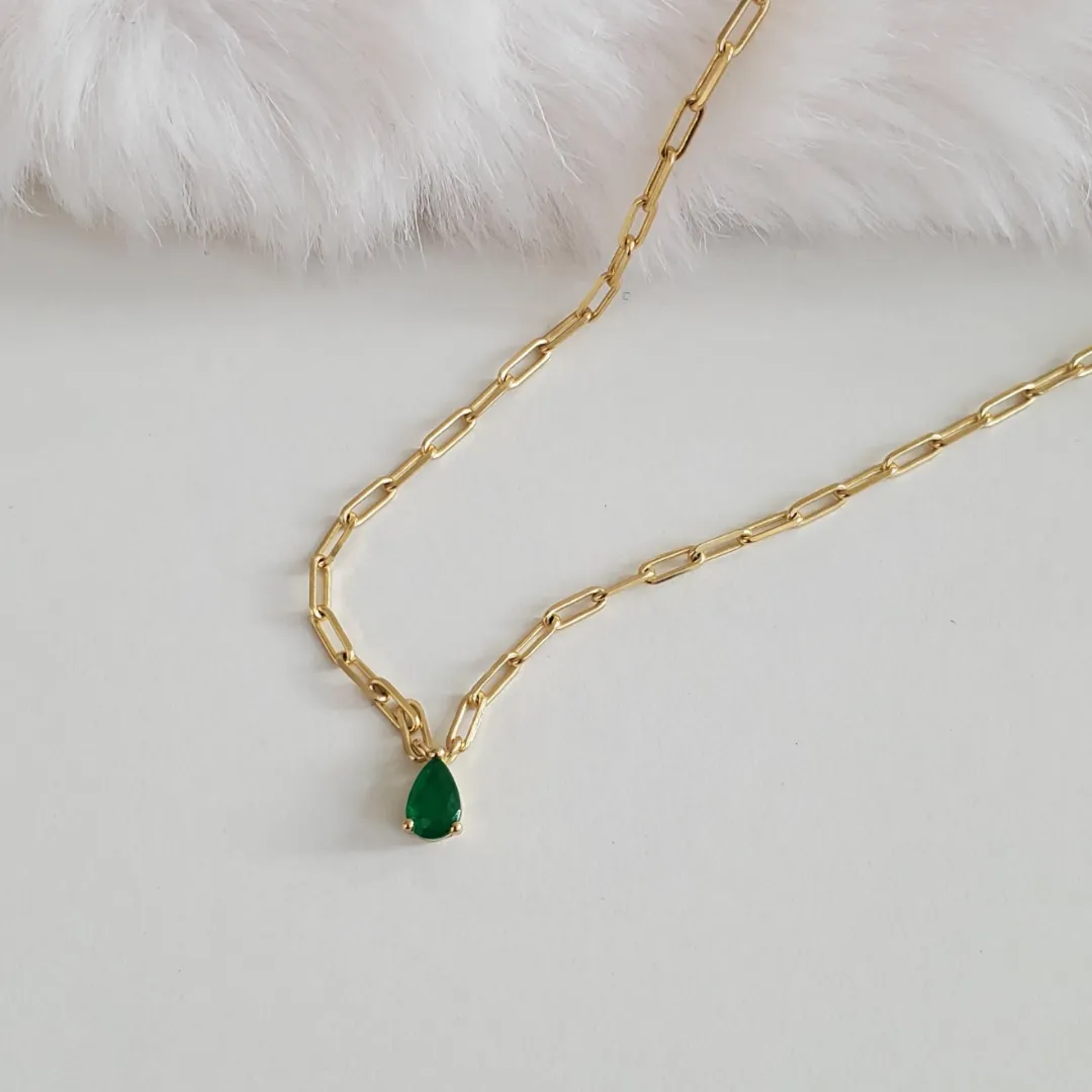 Drop Emerald Necklace