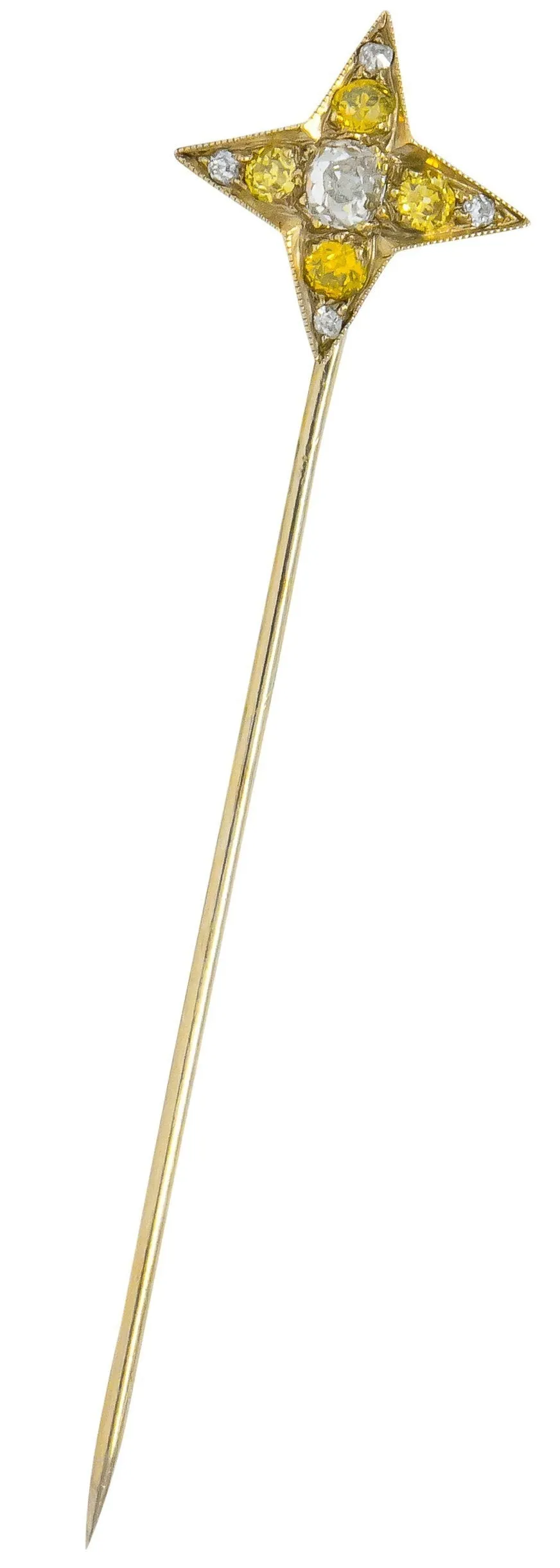 Edwardian 0.50 CTW Old Mine Fancy Diamond Platinum Star Stickpin