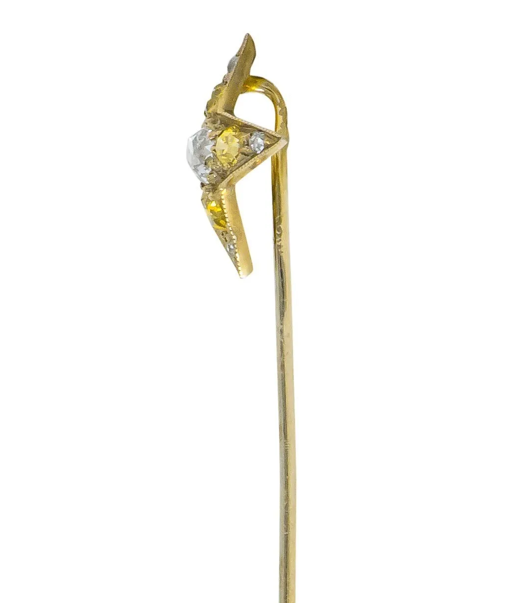 Edwardian 0.50 CTW Old Mine Fancy Diamond Platinum Star Stickpin