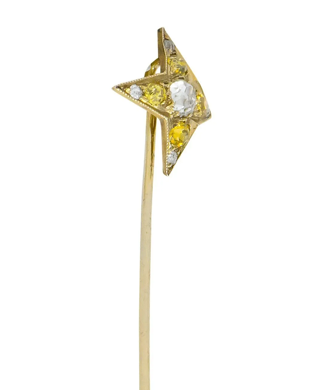 Edwardian 0.50 CTW Old Mine Fancy Diamond Platinum Star Stickpin