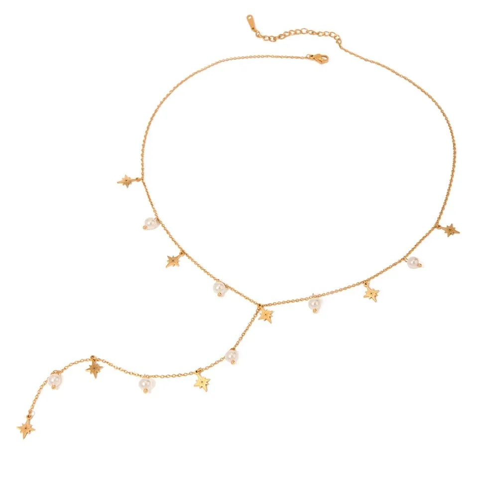Eight-Star Pearl Y Necklace