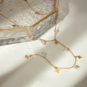 Eight-Star Pearl Y Necklace