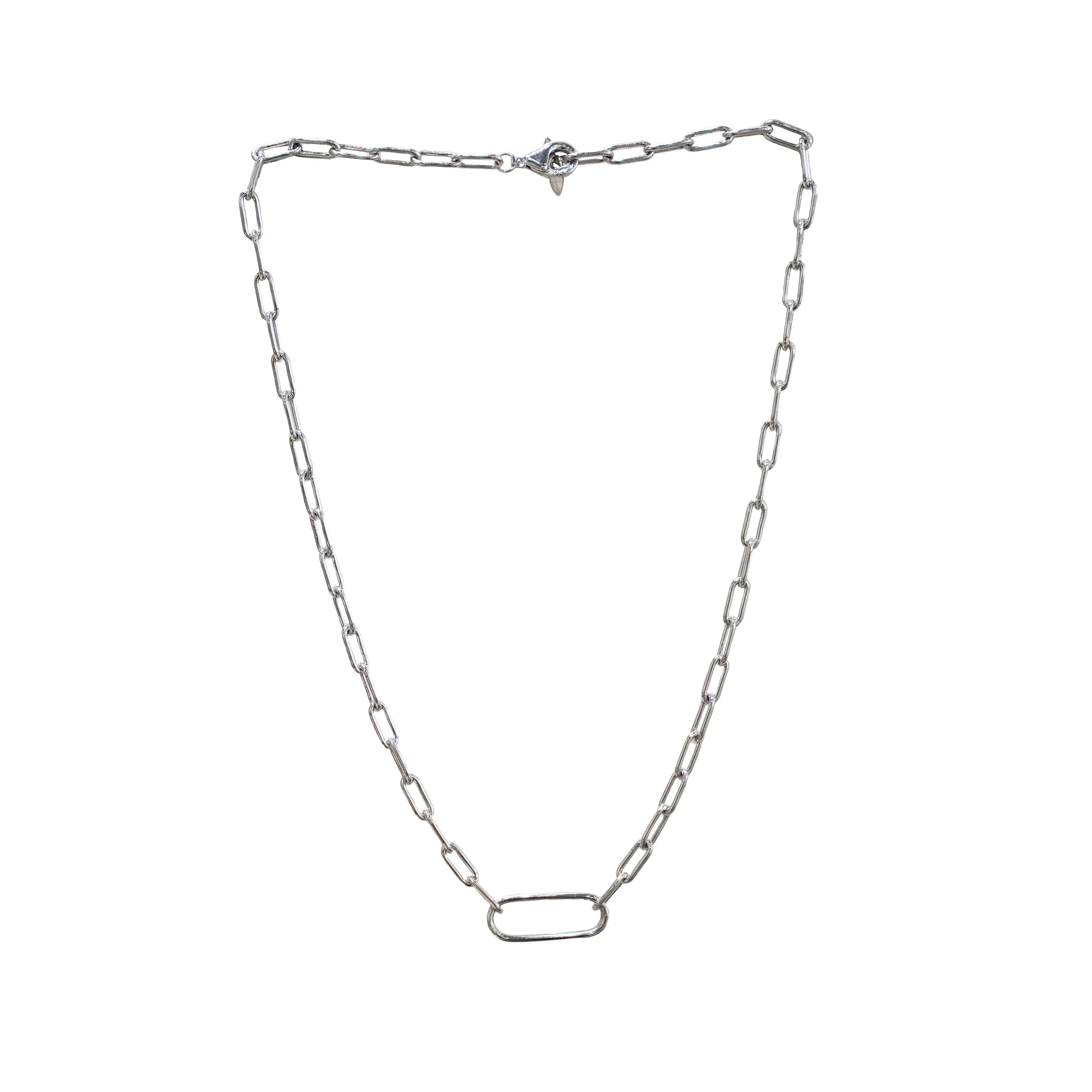 Elegance Rhodium Plated Sterling Silver Ultrafine Link Necklace