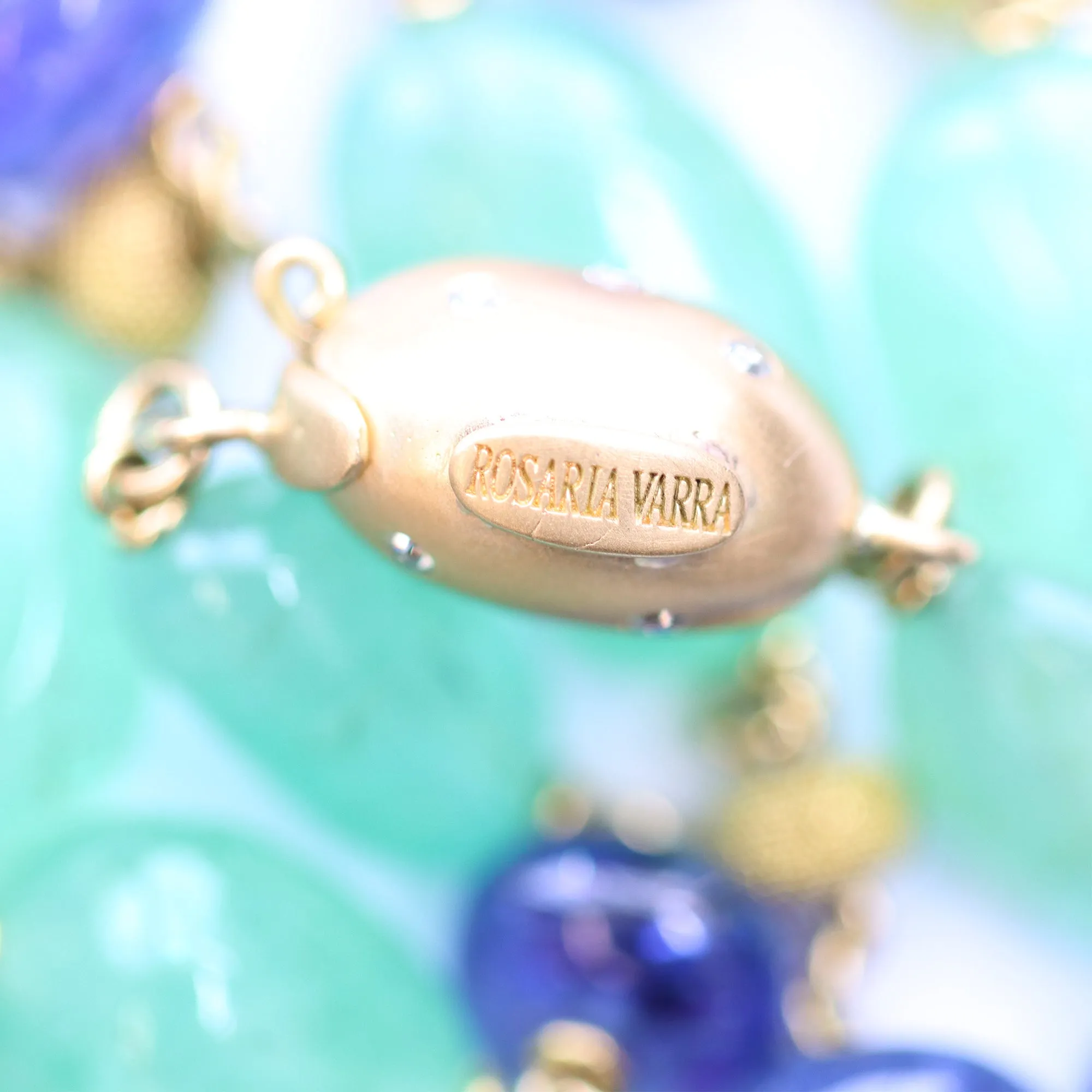 Emerald and Tanzanite Bead Necklace by Rosaria Varra in 18 Karat