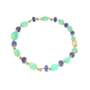 Emerald and Tanzanite Bead Necklace by Rosaria Varra in 18 Karat