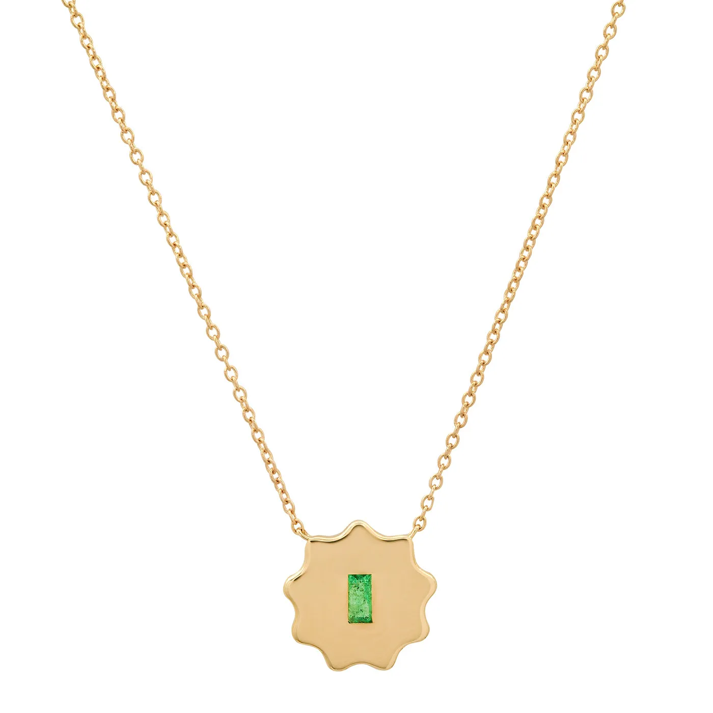 Emerald Baguette Round Form Necklace