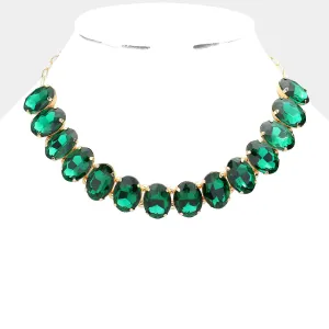 Emerald Oval Stone Pageant Necklace | Evening Necklace |  598481