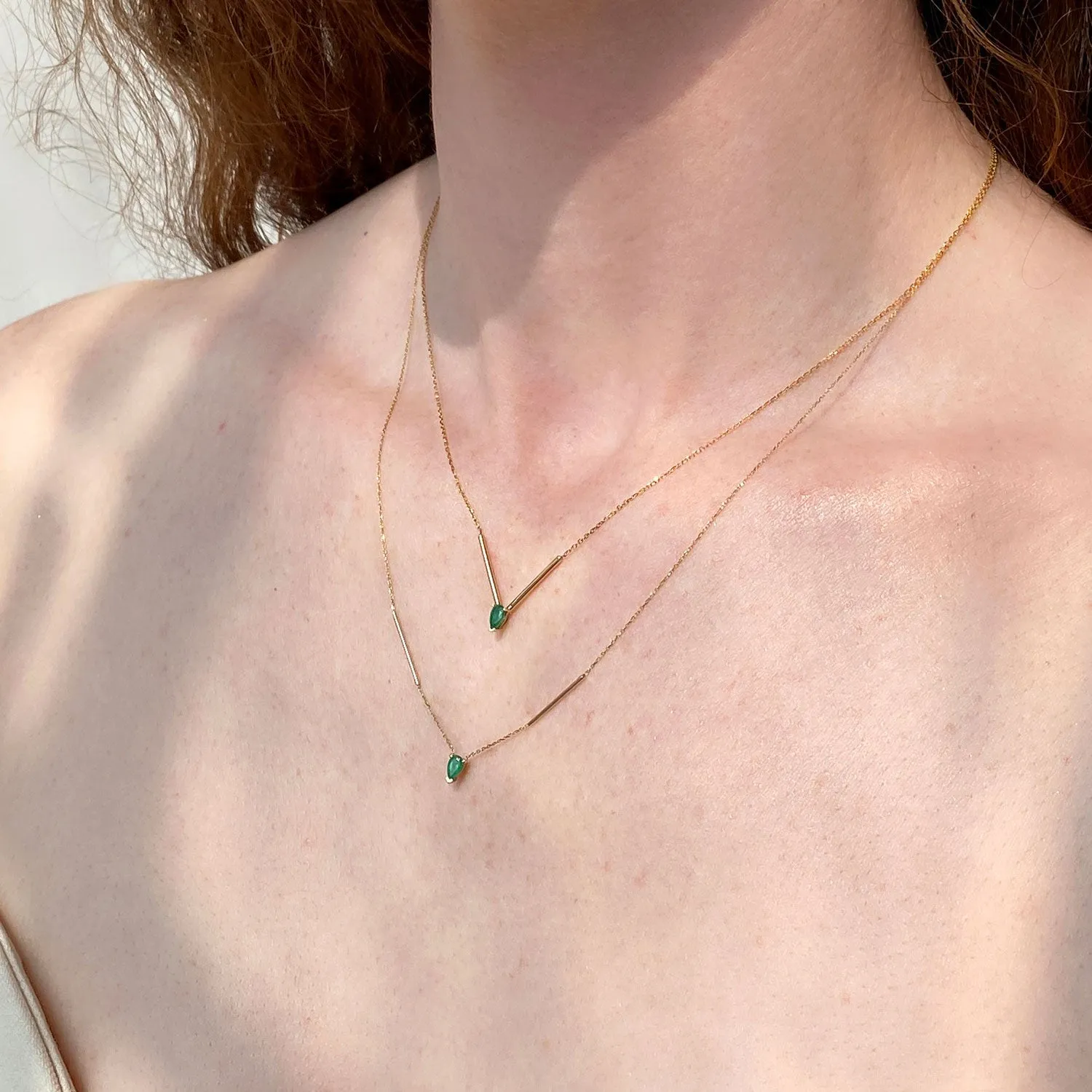 Emerald Vector Gold Necklace