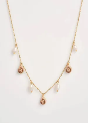 Fable England Sea Snail Charm & Pearl Necklace