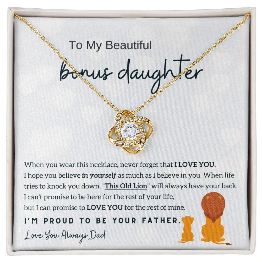 Father to Bonus Daughter , Daughter Gift, Daughter necklace, Top Gift for Girls , Love Knot Neckace