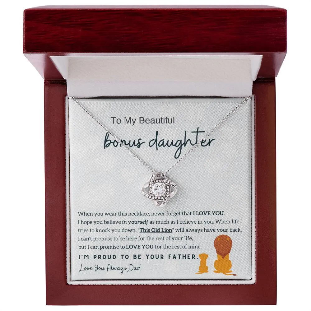 Father to Bonus Daughter , Daughter Gift, Daughter necklace, Top Gift for Girls , Love Knot Neckace