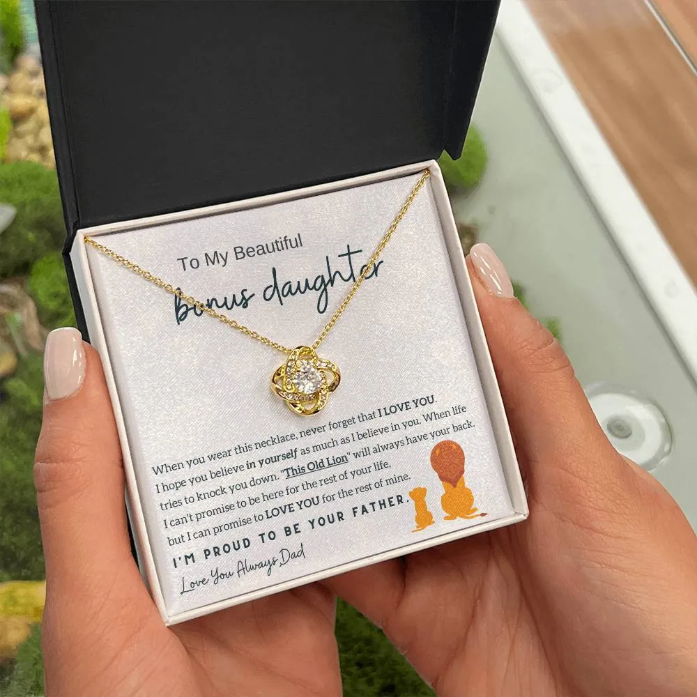 Father to Bonus Daughter , Daughter Gift, Daughter necklace, Top Gift for Girls , Love Knot Neckace