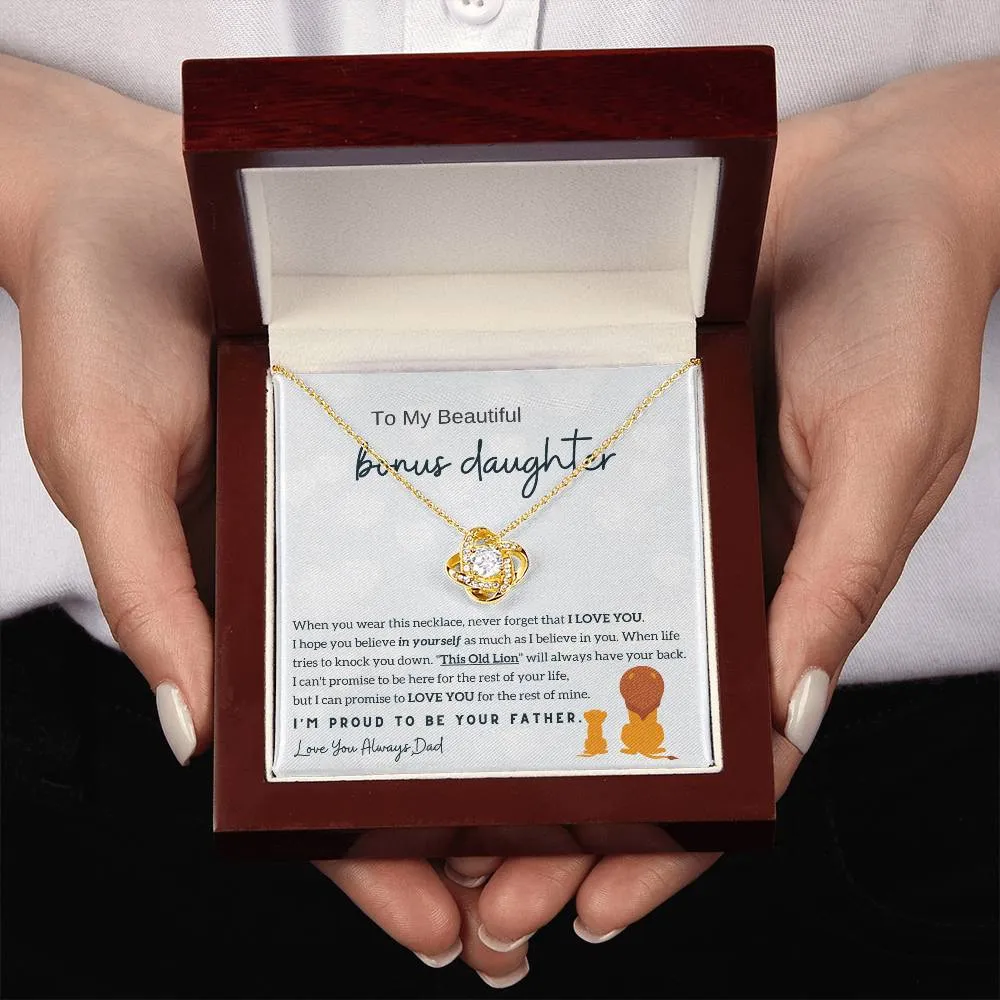 Father to Bonus Daughter , Daughter Gift, Daughter necklace, Top Gift for Girls , Love Knot Neckace