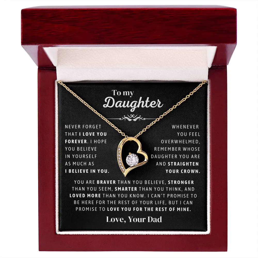 Father to Daughter Daughter Necklace Gift from Dad, Message Card for Daughter, Heart Pendant , Top Gift For Girls