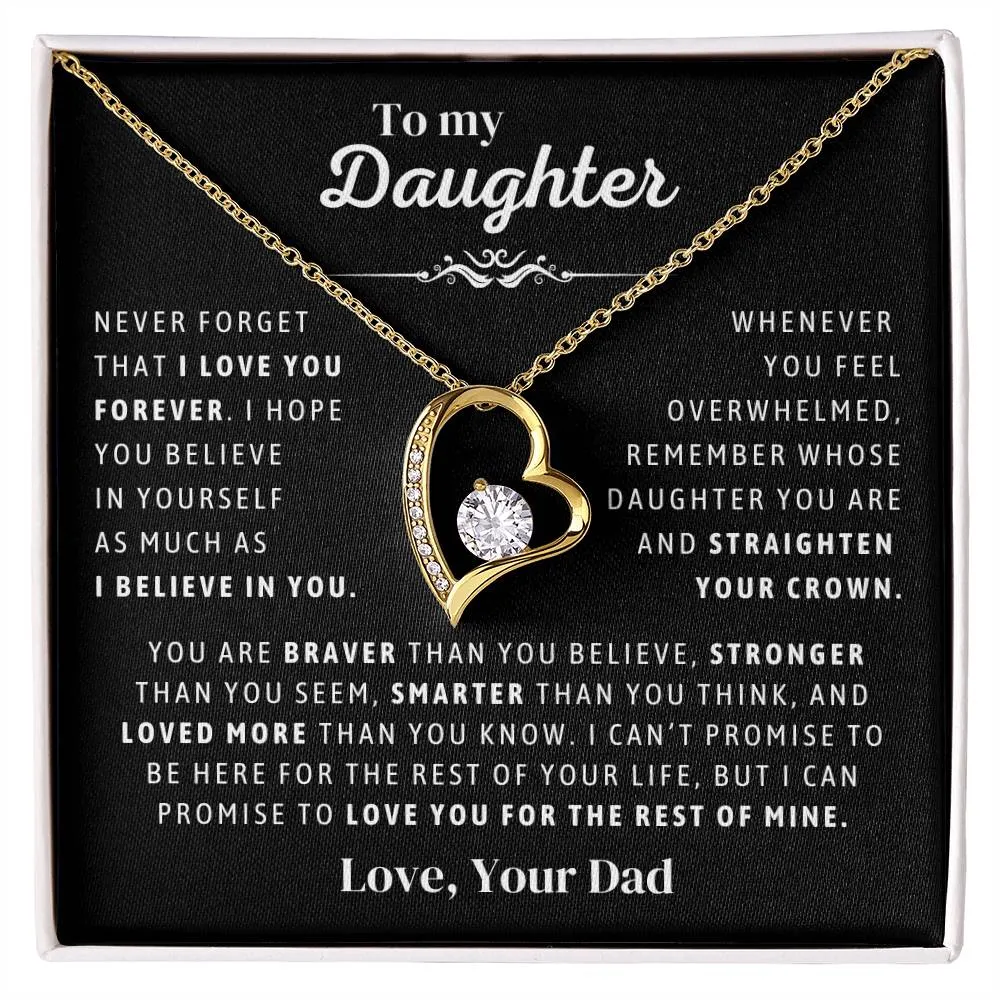 Father to Daughter Daughter Necklace Gift from Dad, Message Card for Daughter, Heart Pendant , Top Gift For Girls