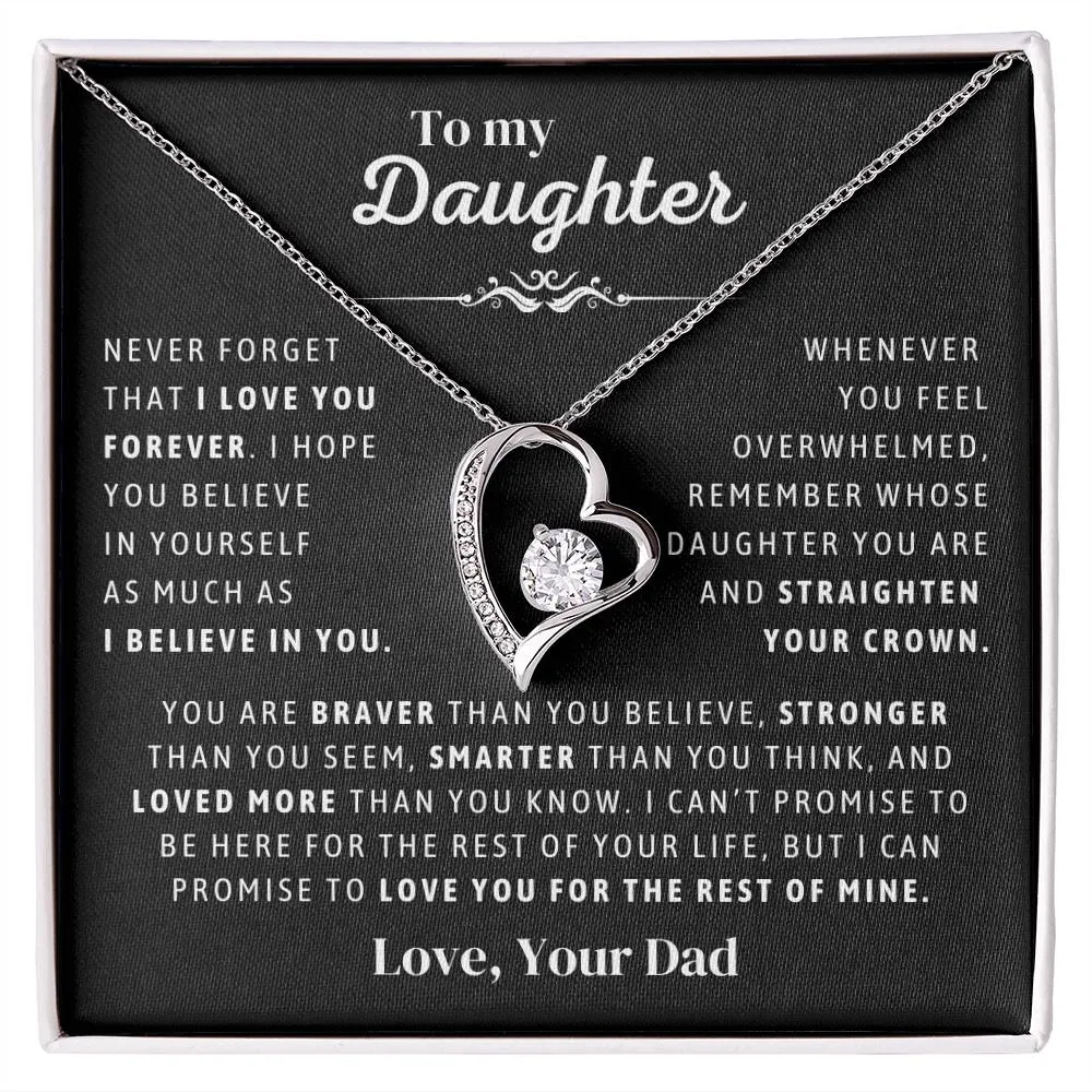 Father to Daughter Daughter Necklace Gift from Dad, Message Card for Daughter, Heart Pendant , Top Gift For Girls