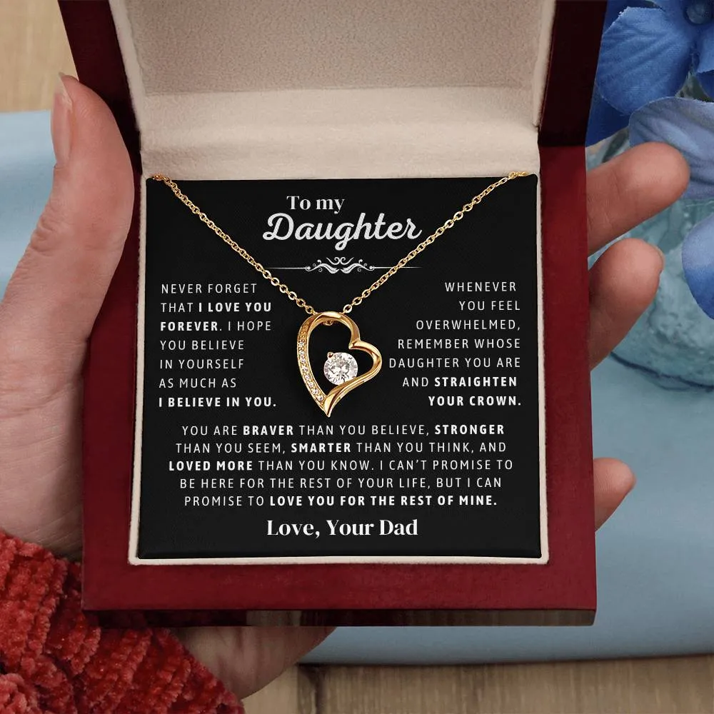 Father to Daughter Daughter Necklace Gift from Dad, Message Card for Daughter, Heart Pendant , Top Gift For Girls