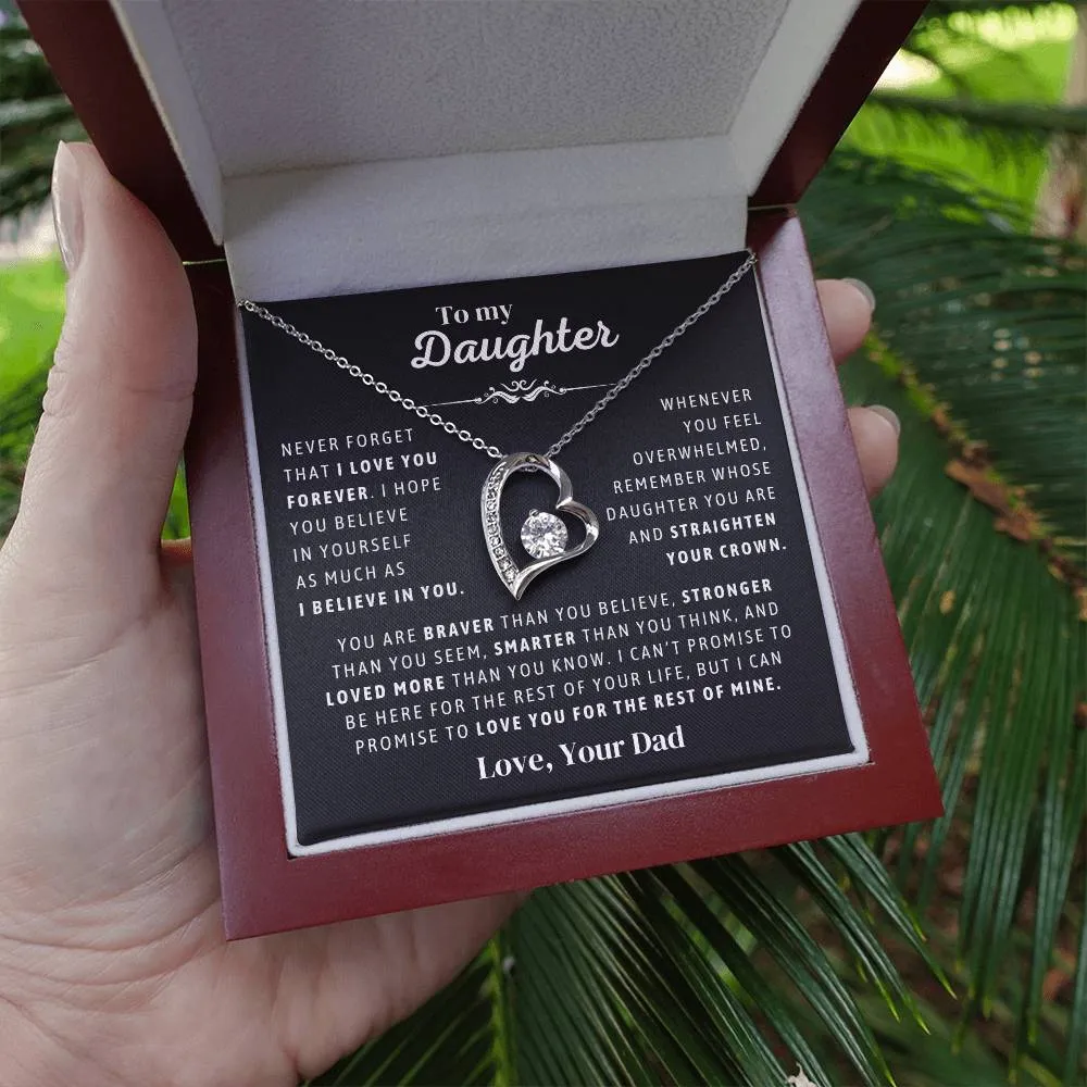 Father to Daughter Daughter Necklace Gift from Dad, Message Card for Daughter, Heart Pendant , Top Gift For Girls