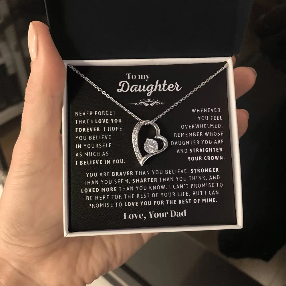Father to Daughter Daughter Necklace Gift from Dad, Message Card for Daughter, Heart Pendant , Top Gift For Girls