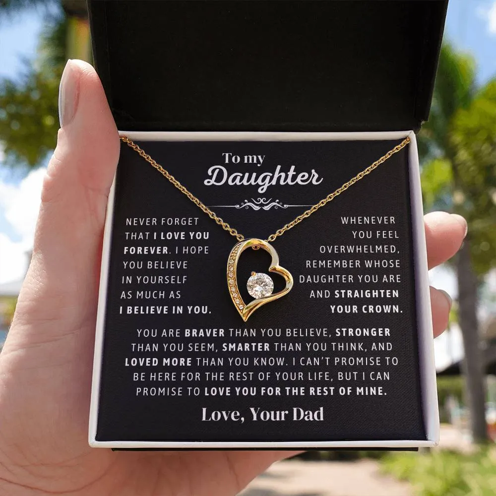 Father to Daughter Daughter Necklace Gift from Dad, Message Card for Daughter, Heart Pendant , Top Gift For Girls