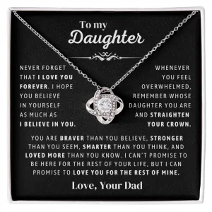Father to Daughter Daughter Necklace Gift from Dad, Message Card for Daughter, Love Knot, Top Gift For Girls