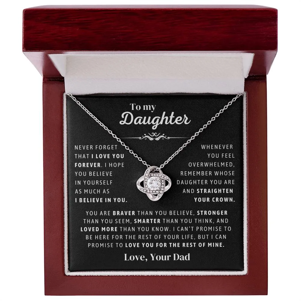 Father to Daughter Daughter Necklace Gift from Dad, Message Card for Daughter, Love Knot, Top Gift For Girls
