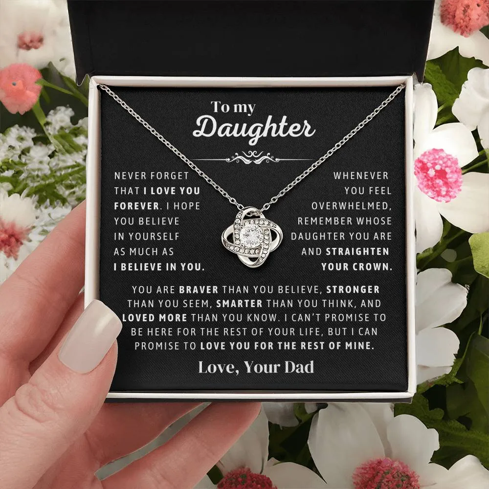 Father to Daughter Daughter Necklace Gift from Dad, Message Card for Daughter, Love Knot, Top Gift For Girls