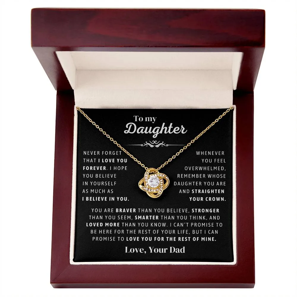 Father to Daughter Daughter Necklace Gift from Dad, Message Card for Daughter, Love Knot, Top Gift For Girls