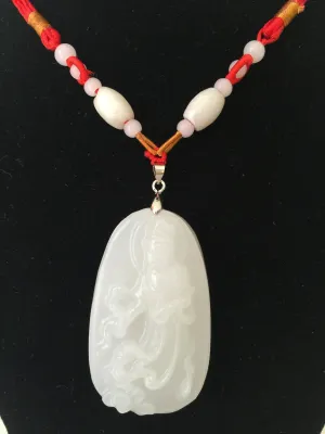 Feng Shui Jade Pendant Guanyin in a Flowing Dress