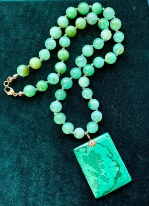 Flora Green Malachite Pendant with Crysophrase