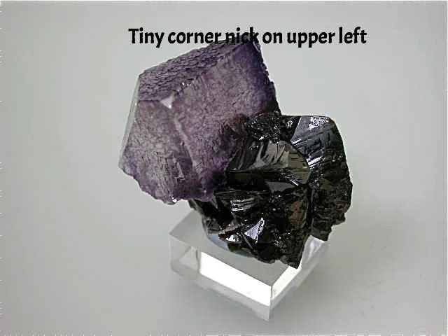 Fluorite and Sphalerite, Elmwood Complex, Carthage, Smith County, Tennessee, Mined c. 1991, Kalaskie Collection #42-209, Miniature 3.0 x 4.0 x 4.0 cm, $75.  Online 11/10