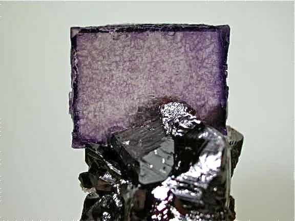 Fluorite and Sphalerite, Elmwood Complex, Carthage, Smith County, Tennessee, Mined c. 1991, Kalaskie Collection #42-209, Miniature 3.0 x 4.0 x 4.0 cm, $75.  Online 11/10