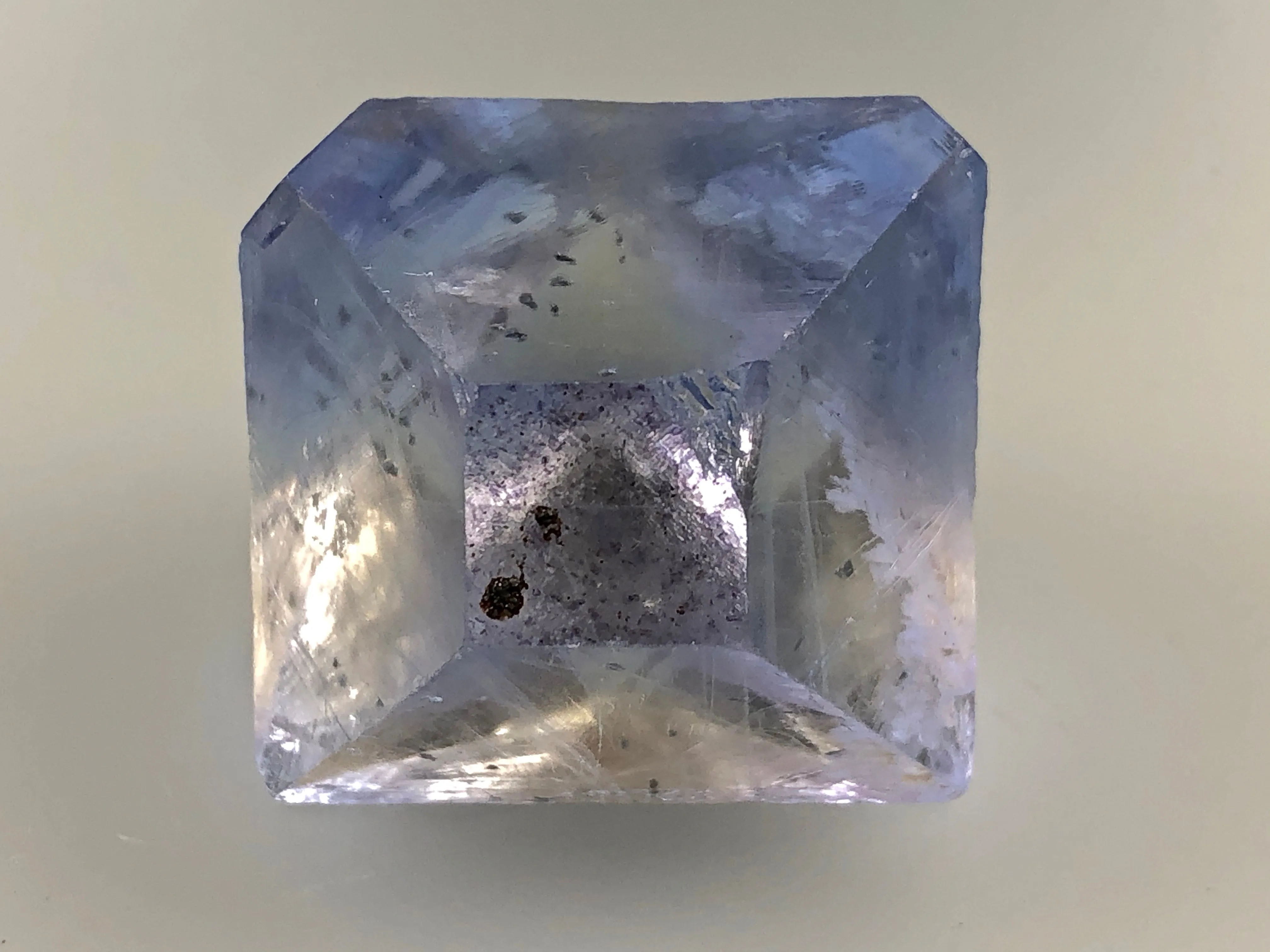 Fluorite Octahedron, Rosiclare Level, Denton Mine, Ozark-Mahoning Company, Harris Creek District, Southern Illinois, Ron Roberts Collection, Miniature approx. 3  cm on edge, 4  cm point to point, $125.  Online September 15.