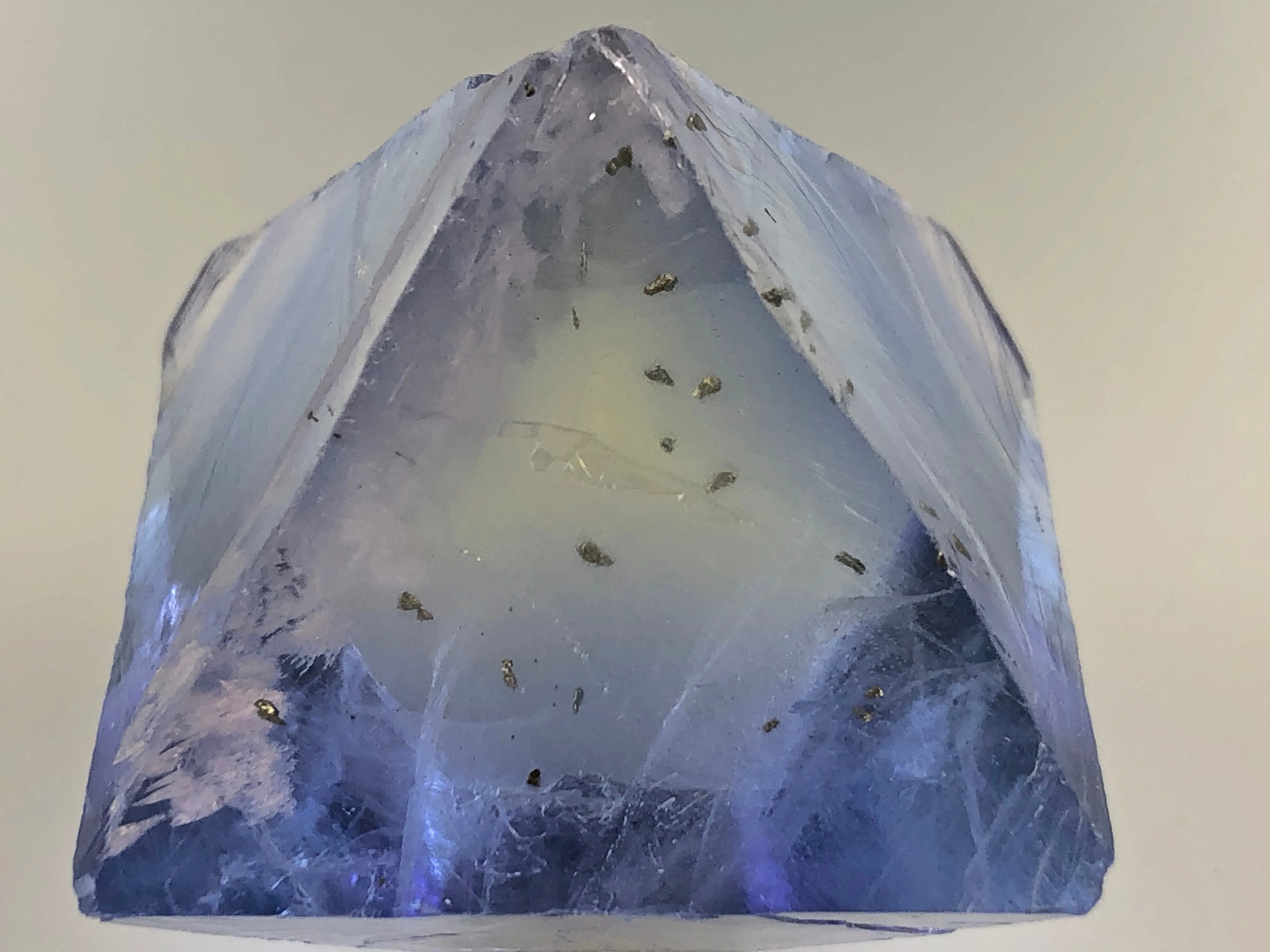 Fluorite Octahedron, Rosiclare Level, Denton Mine, Ozark-Mahoning Company, Harris Creek District, Southern Illinois, Ron Roberts Collection, Miniature approx. 3  cm on edge, 4  cm point to point, $125.  Online September 15.