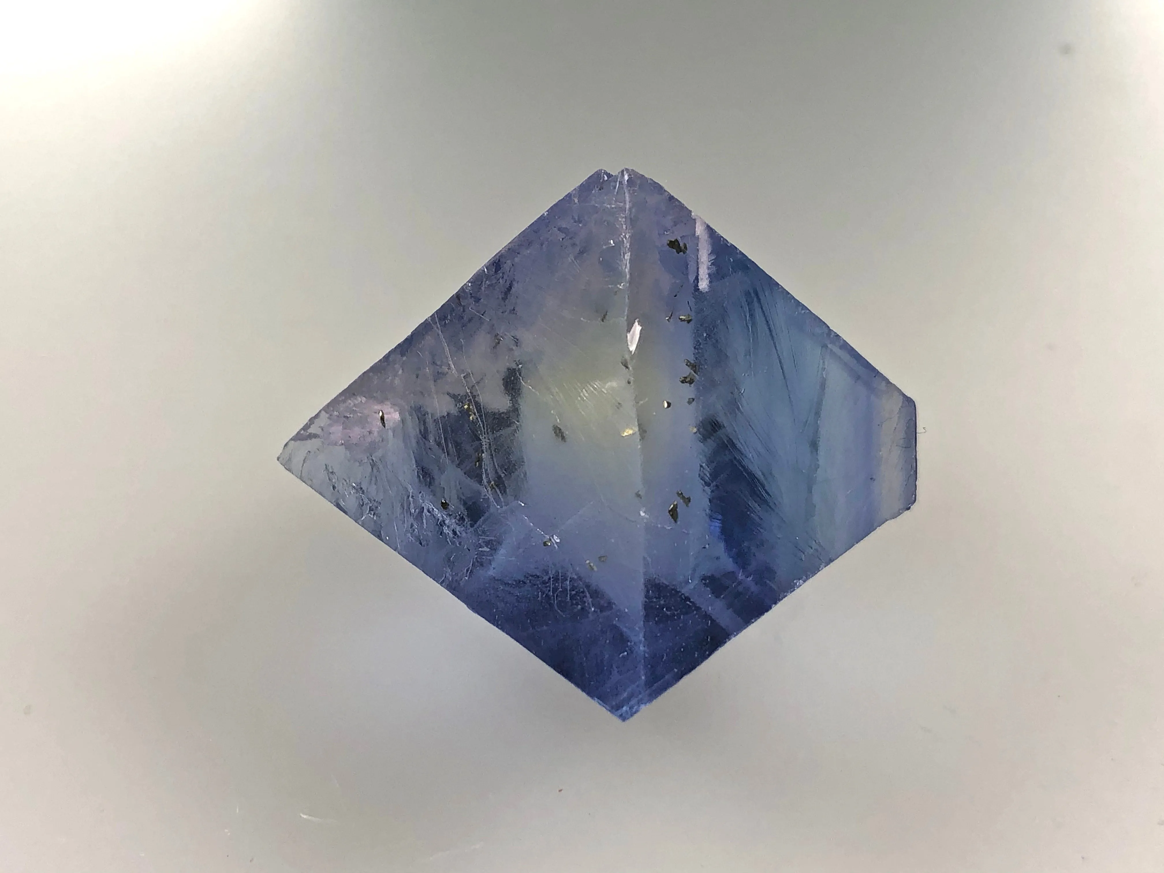 Fluorite Octahedron, Rosiclare Level, Denton Mine, Ozark-Mahoning Company, Harris Creek District, Southern Illinois, Ron Roberts Collection, Miniature approx. 3  cm on edge, 4  cm point to point, $125.  Online September 15.