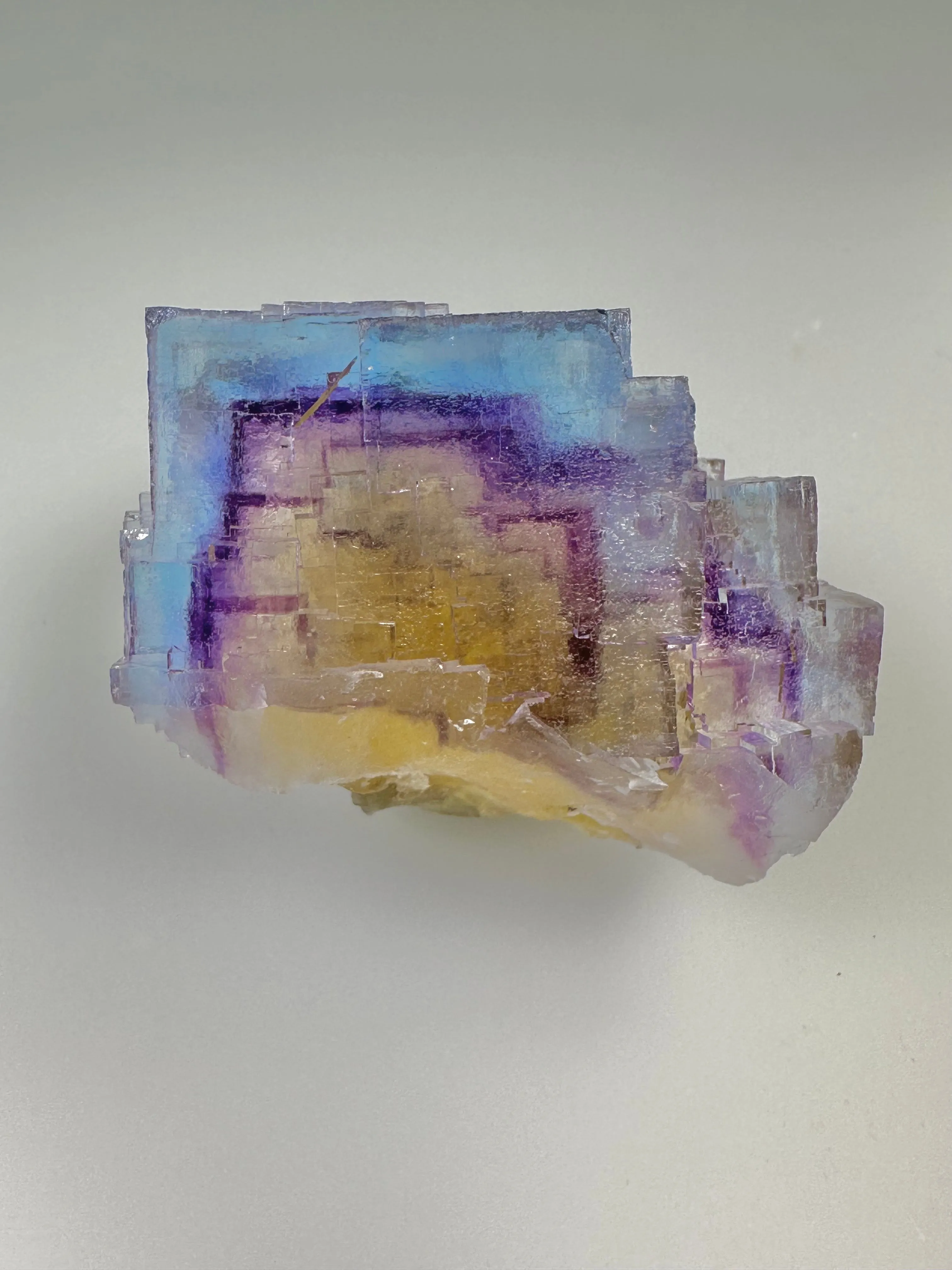Fluorite, Rosiclare Level, Minerva No. 1 Mine, Ozark-Mahoning Company, Cave-in-Rock District, Southern Illinois, Mined c. 1992-1993, ex. Sam and Ann Koster Collection, Miniature 4.0 x 4.5 x 6.0 cm, $1200.  Online Dec. 19