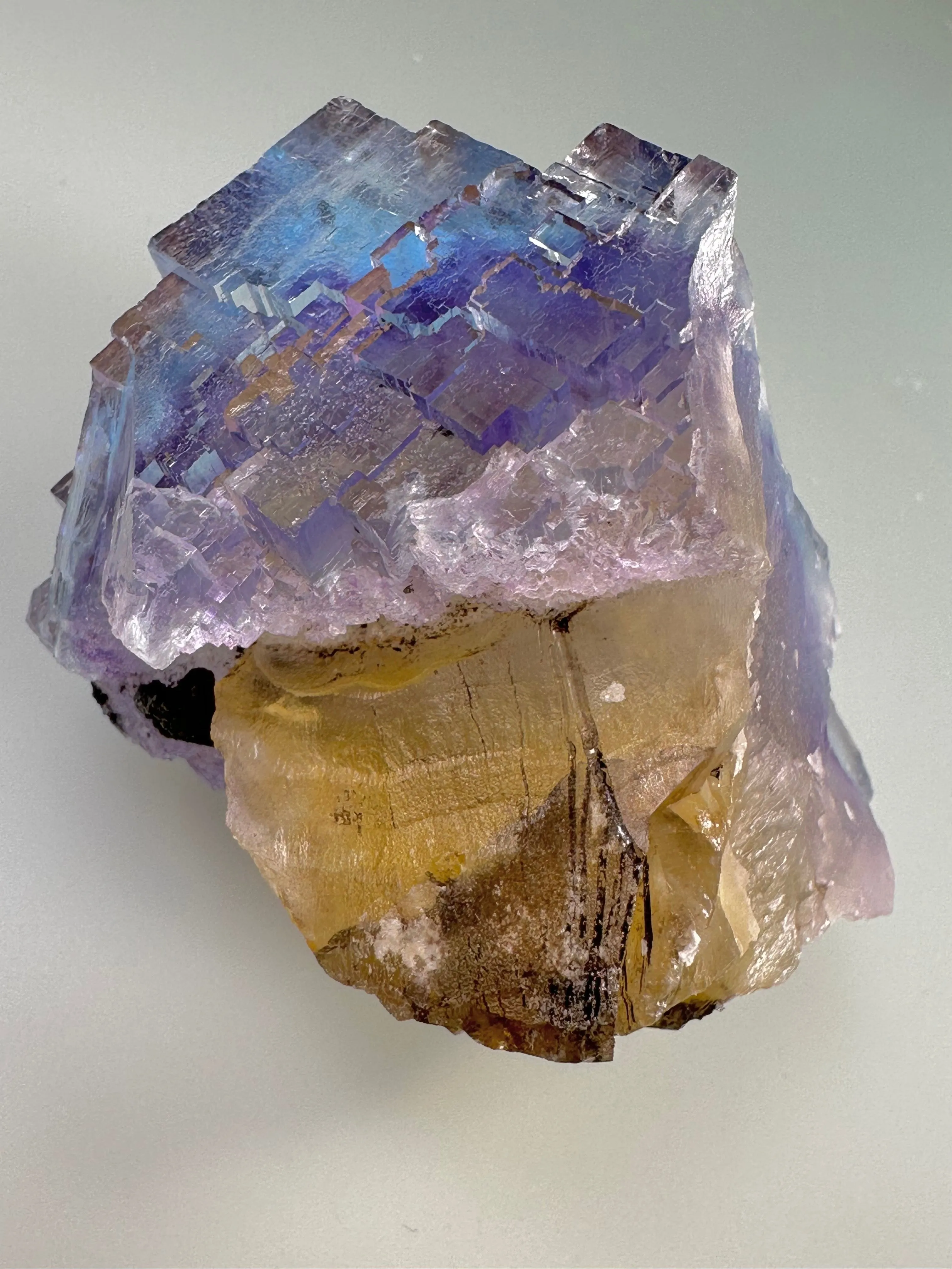 Fluorite, Rosiclare Level, Minerva No. 1 Mine, Ozark-Mahoning Company, Cave-in-Rock District, Southern Illinois, Mined c. 1992-1993, ex. Sam and Ann Koster Collection, Miniature 4.0 x 4.5 x 6.0 cm, $1200.  Online Dec. 19