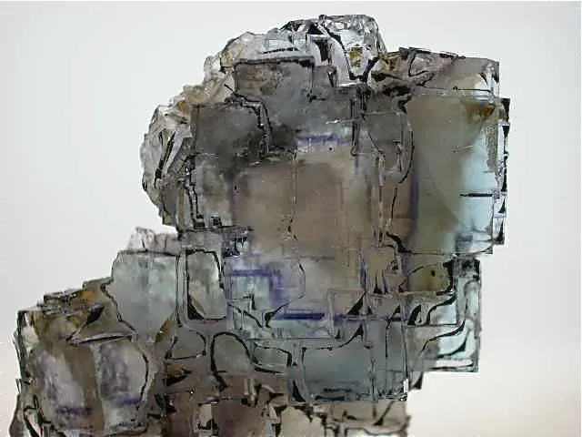 Fluorite with Hydrocarbon, Rosiclare Level, Cross-Cut Orebody, Minerva #1 Mine, Ozark-Mahoning Company, Cave-in-Rock District, Southern Illinois, Mined c. 1990, Tolonen Collection, Small Cabinet 3.5 x 5.5 x 8.0 cm, $650.  Online 1/18.  SOLD.
