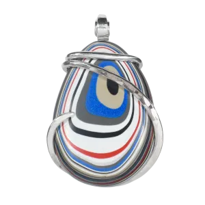 Fordite Handmade Stone Pendant Wrapped in Silver
