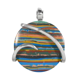 Fordite Handmade Stone Pendant Wrapped in Silver