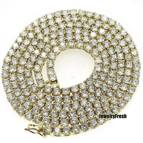 Fully Iced Out Gold Finish 1 Row Lab Made CZ Chain