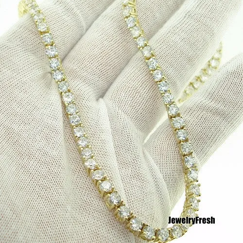 Fully Iced Out Gold Finish 1 Row Lab Made CZ Chain