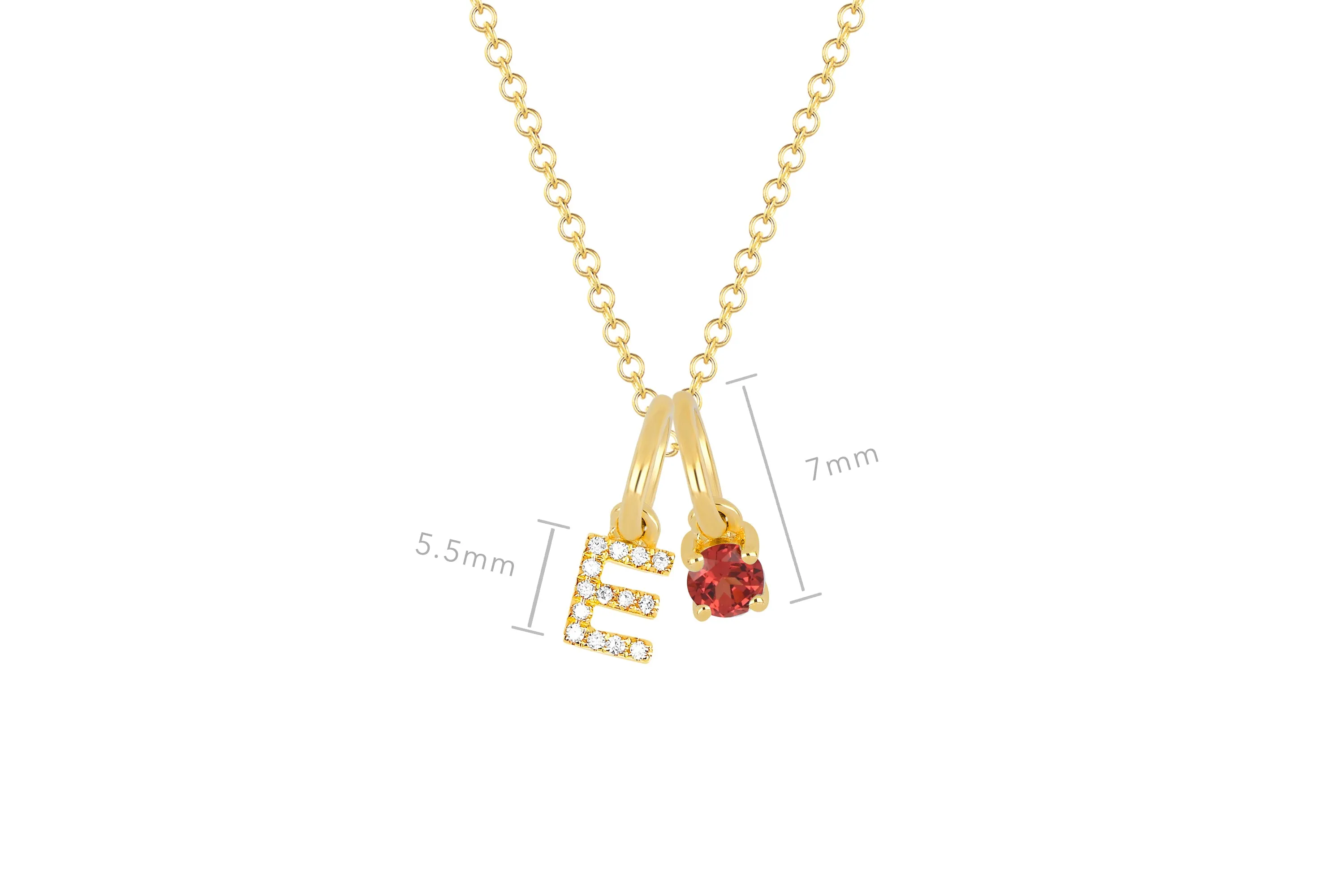 Garnet Birthstone Initial Charm Necklace