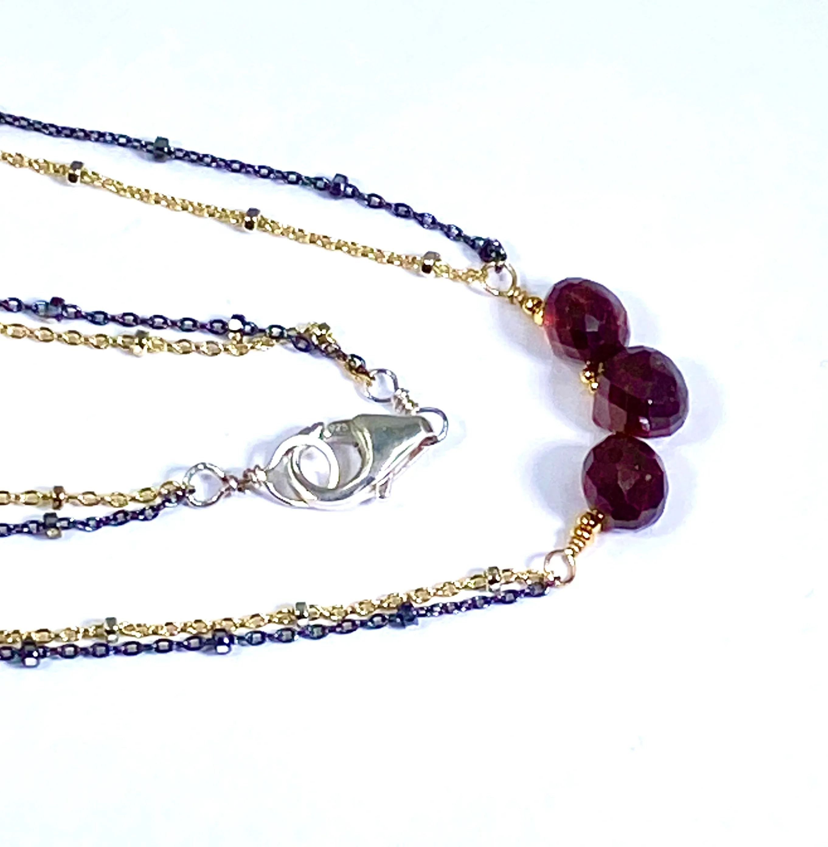 Garnet Necklace Dainty Red Garnet Choker Bar Necklace