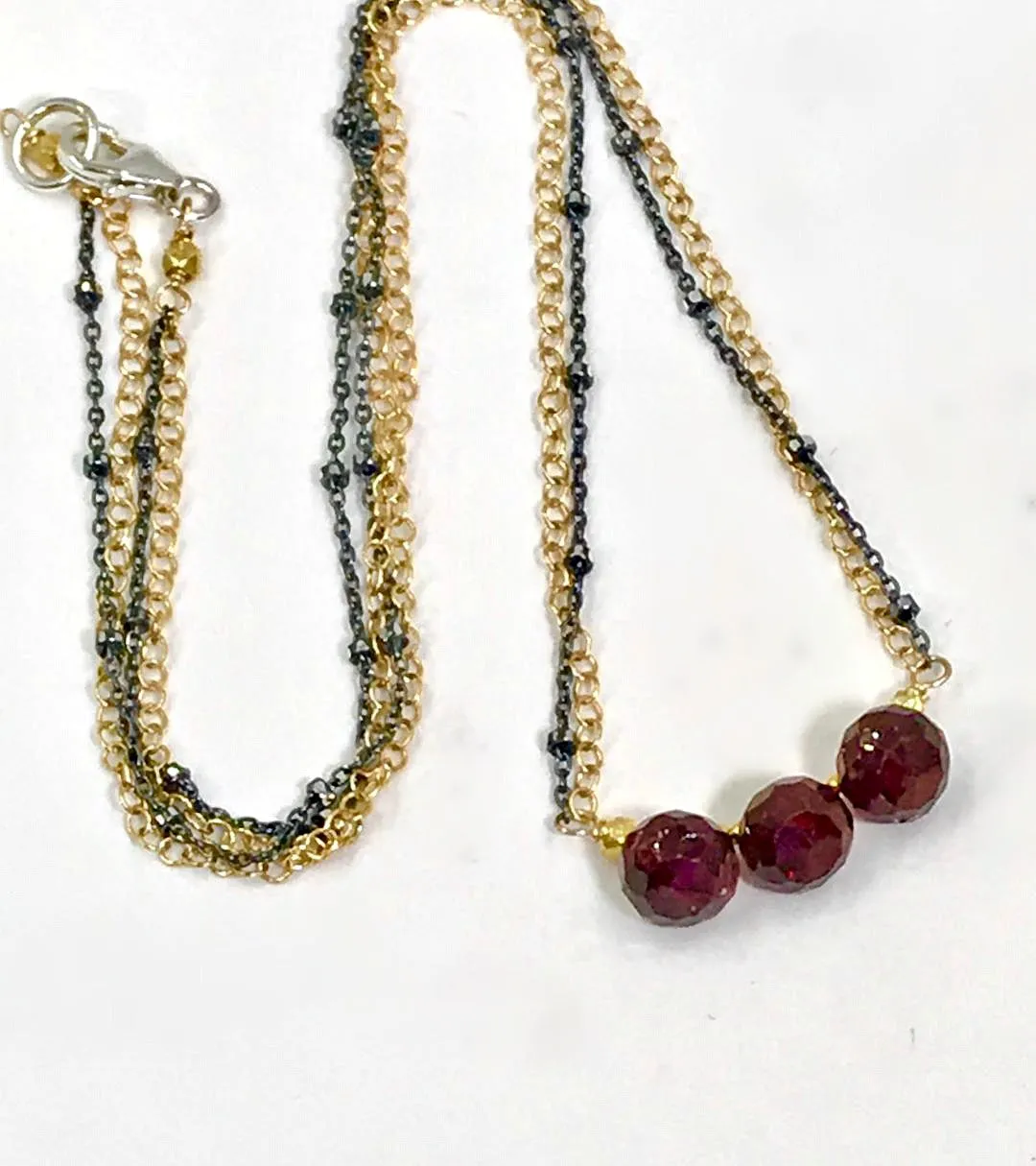 Garnet Necklace Dainty Red Garnet Choker Bar Necklace