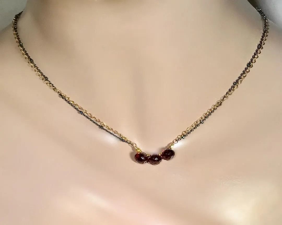Garnet Necklace Dainty Red Garnet Choker Bar Necklace