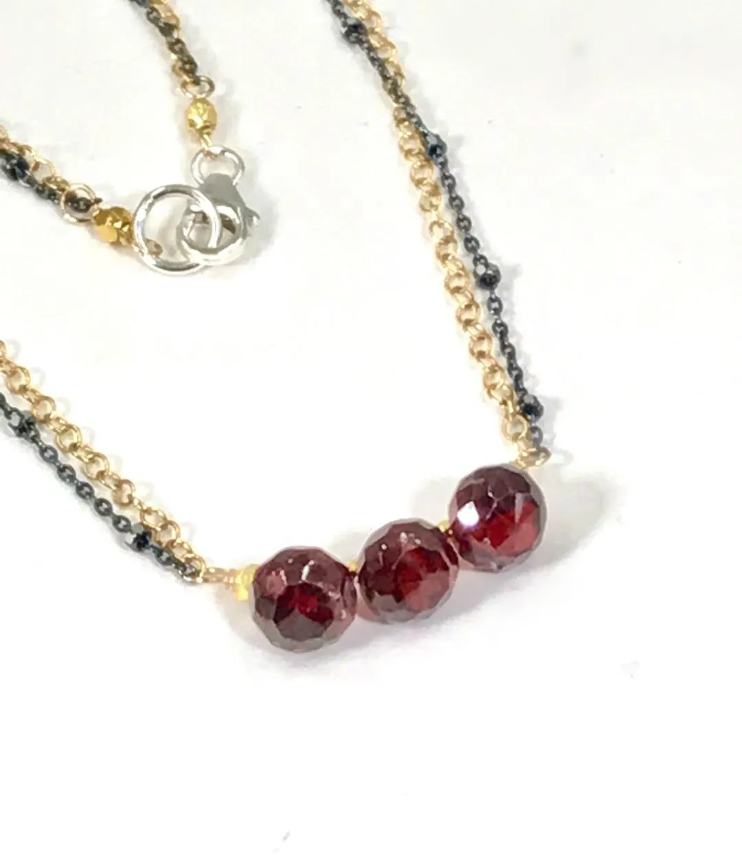 Garnet Necklace Dainty Red Garnet Choker Bar Necklace
