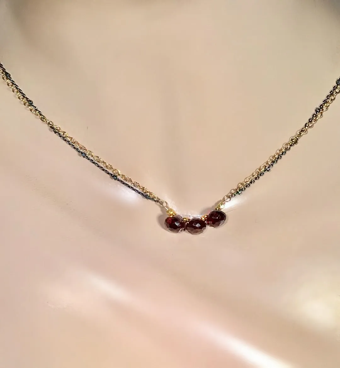 Garnet Necklace Dainty Red Garnet Choker Bar Necklace