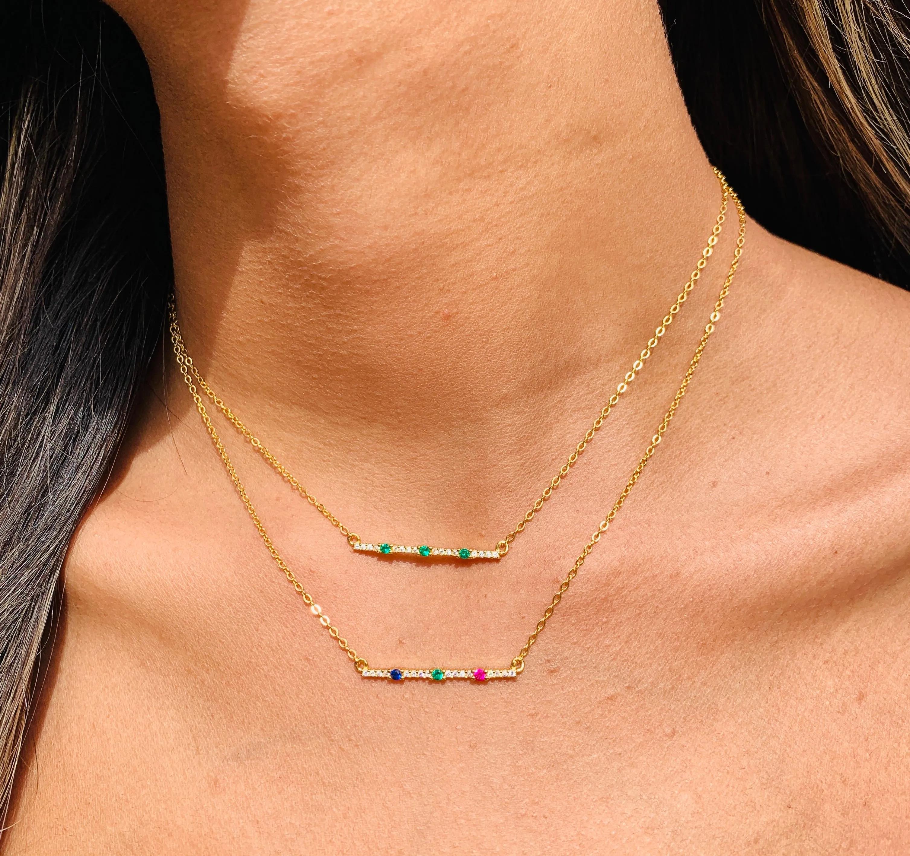 Gemma Gemstone Bar Necklace