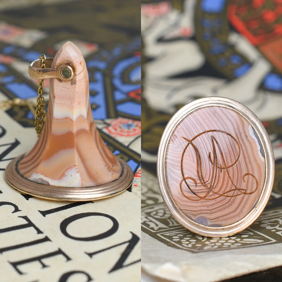 Georgian Agate "A.L" Monogram Intaglio Fob